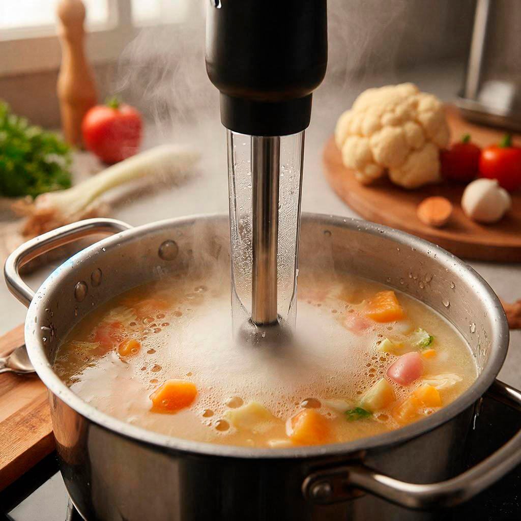 Как сделать крем-суп из индейки Измельчение супа-пюре с индейкой блендером