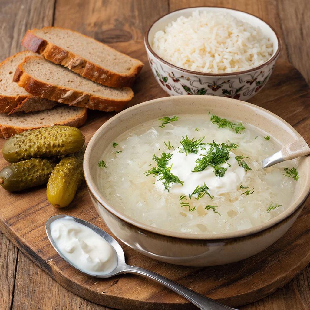 Как подавать рассольник с рисом Подача рассольника со сметаной и укропом