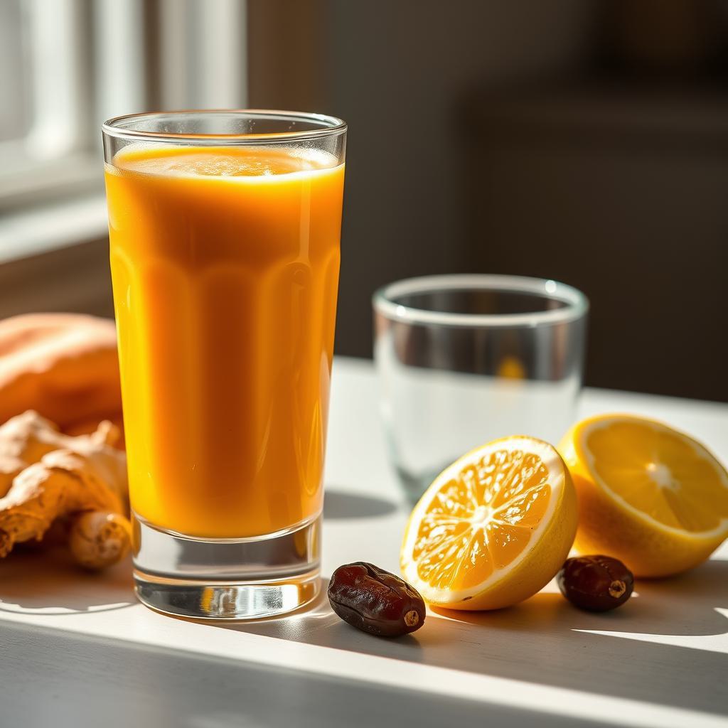 Смузи Энергия Смузи Энергия с облепихой, имбирем и миндальным молоком в бокале