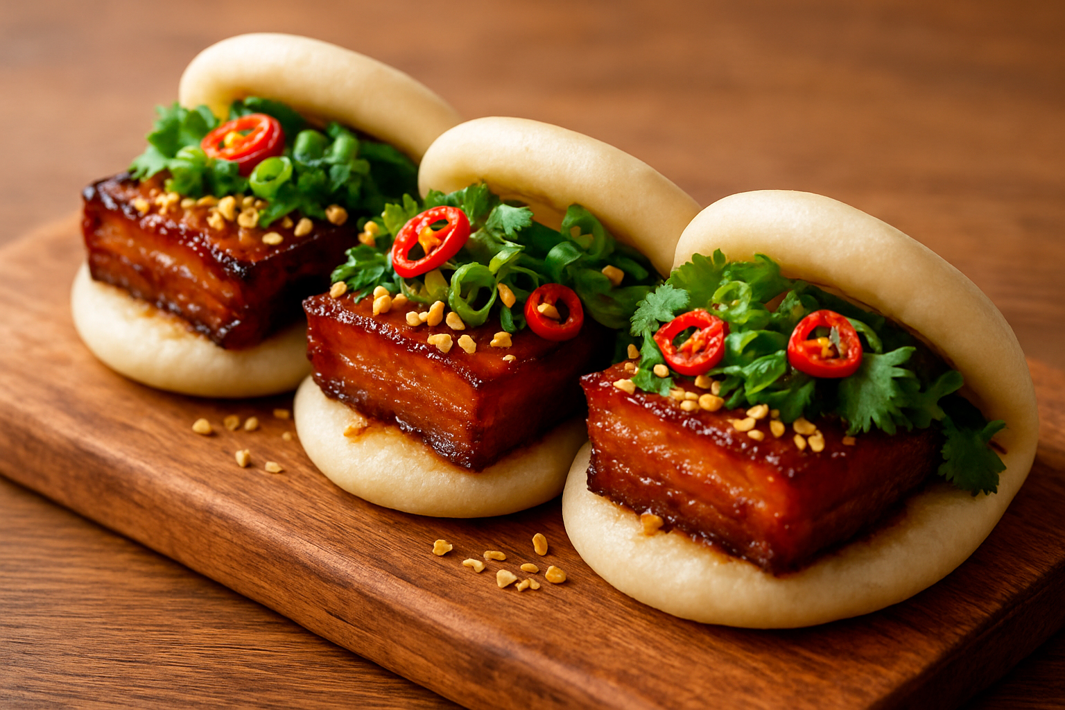 Гуа бао с грудинкой в медово-соевой глазури