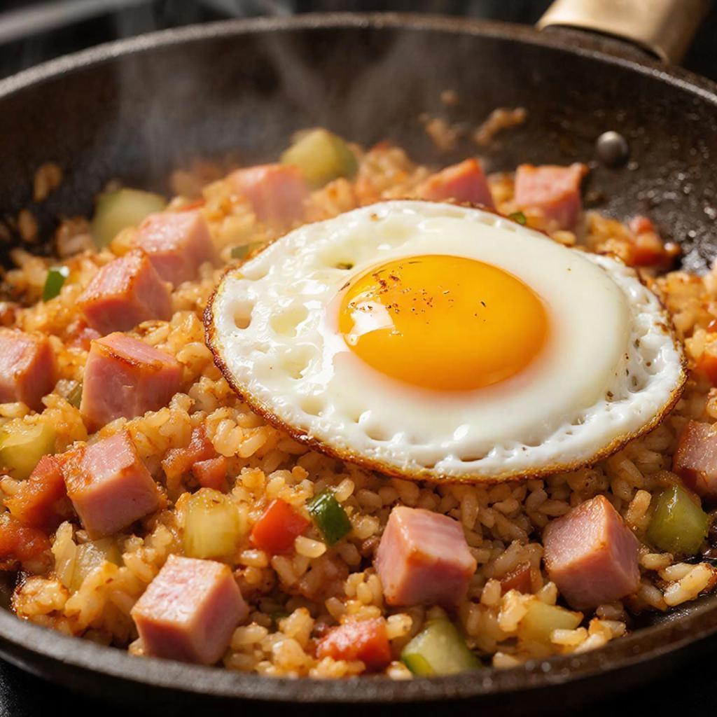 Жареный рис с яйцом рецепт Жареный рис с яйцом и ветчиной на сковороде