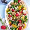 Салат с запеченным редисом, апельсином и белой фасолью