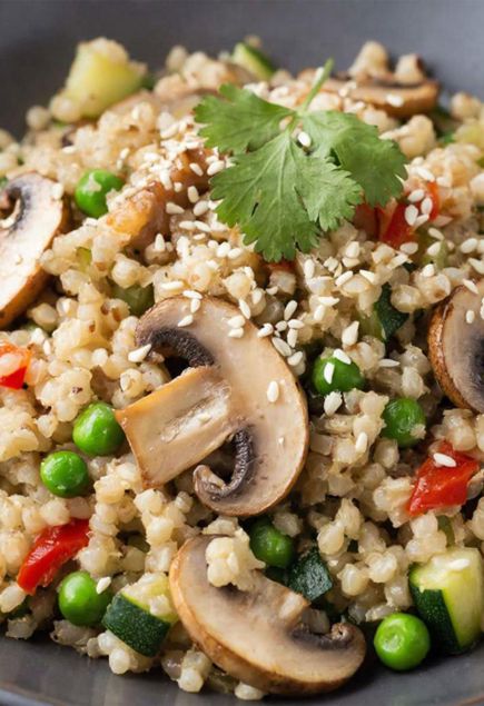Булгур с шампиньонами и овощами