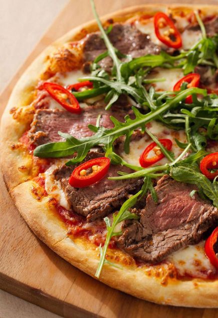 Острая пицца со стейком