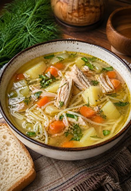 Куриный суп на курином бульоне с картофелем