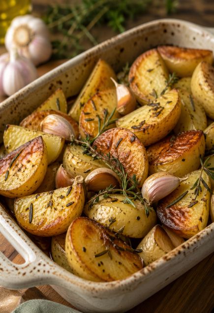 Картошка в духовке с чесноком, травами и румяной корочкой в форме для запекания