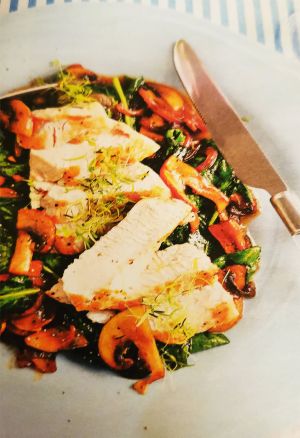 Стейки из индейки с грибами и шпинатом